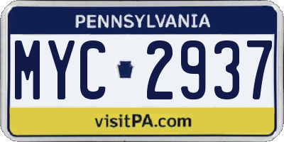 PA license plate MYC2937