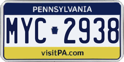 PA license plate MYC2938