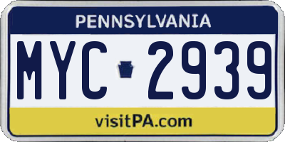 PA license plate MYC2939