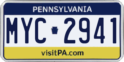 PA license plate MYC2941