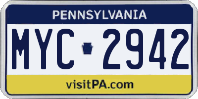 PA license plate MYC2942