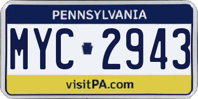 PA license plate MYC2943