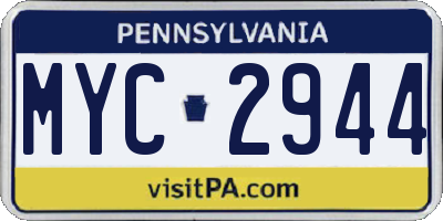 PA license plate MYC2944