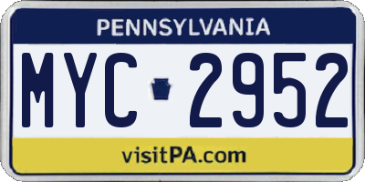 PA license plate MYC2952
