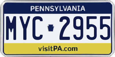 PA license plate MYC2955