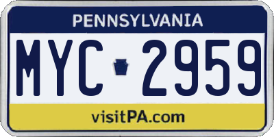 PA license plate MYC2959