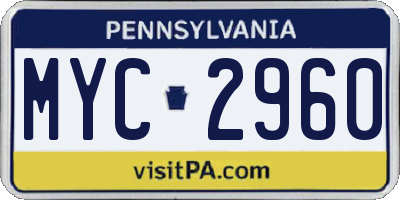 PA license plate MYC2960