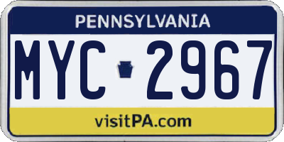 PA license plate MYC2967