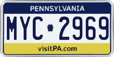 PA license plate MYC2969