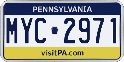 PA license plate MYC2971