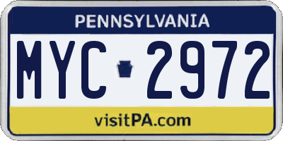 PA license plate MYC2972