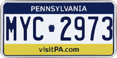 PA license plate MYC2973
