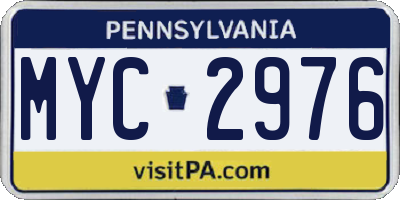 PA license plate MYC2976