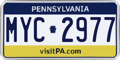 PA license plate MYC2977