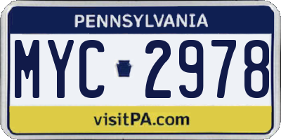 PA license plate MYC2978