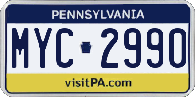 PA license plate MYC2990
