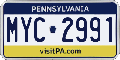 PA license plate MYC2991