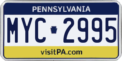 PA license plate MYC2995