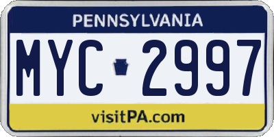 PA license plate MYC2997