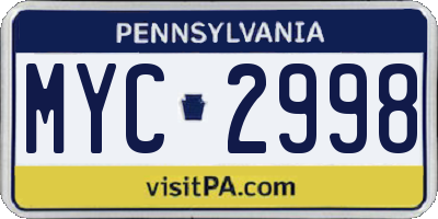 PA license plate MYC2998