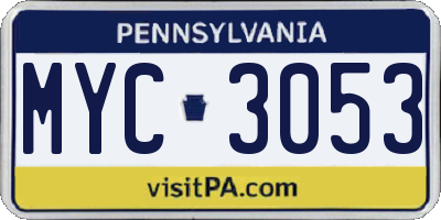 PA license plate MYC3053