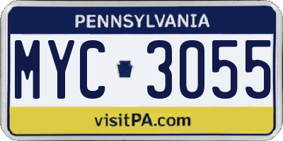 PA license plate MYC3055