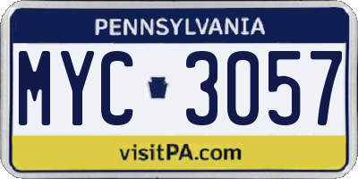 PA license plate MYC3057