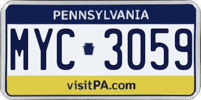 PA license plate MYC3059
