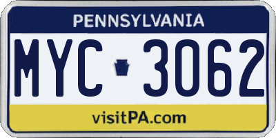 PA license plate MYC3062
