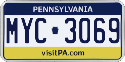 PA license plate MYC3069