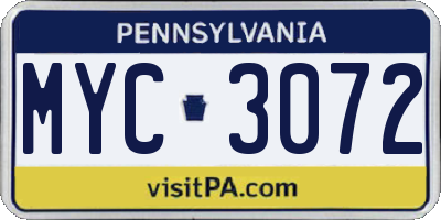 PA license plate MYC3072