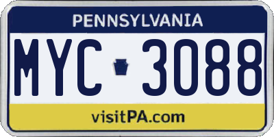 PA license plate MYC3088