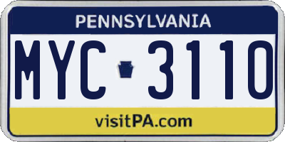 PA license plate MYC3110
