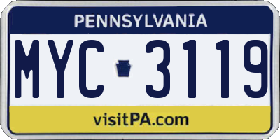 PA license plate MYC3119