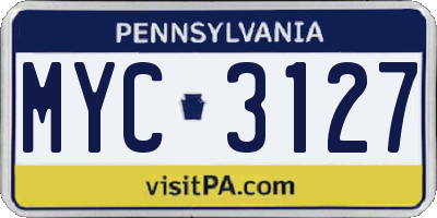 PA license plate MYC3127