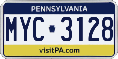 PA license plate MYC3128
