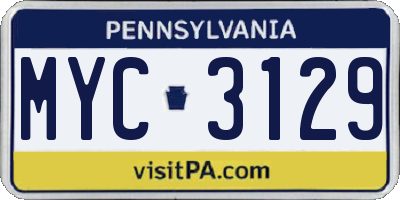 PA license plate MYC3129