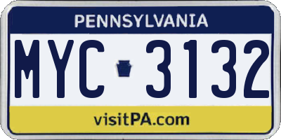PA license plate MYC3132