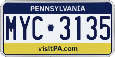 PA license plate MYC3135