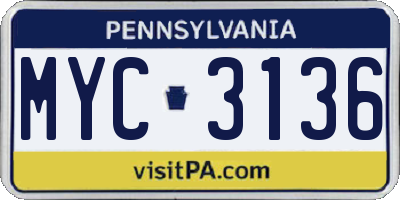 PA license plate MYC3136