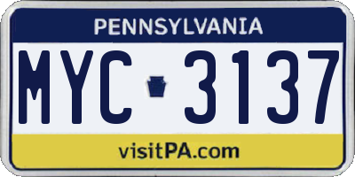 PA license plate MYC3137