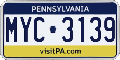 PA license plate MYC3139