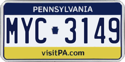 PA license plate MYC3149