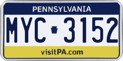 PA license plate MYC3152