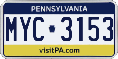 PA license plate MYC3153