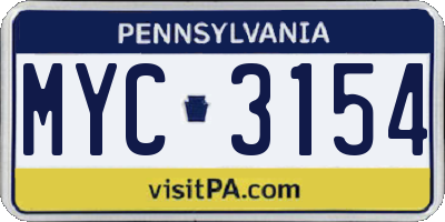 PA license plate MYC3154