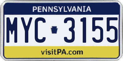 PA license plate MYC3155