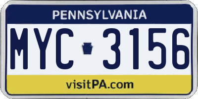 PA license plate MYC3156