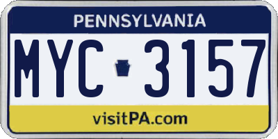 PA license plate MYC3157