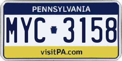 PA license plate MYC3158
